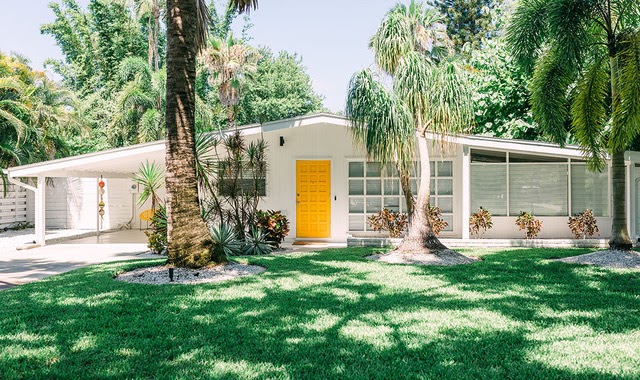 Mid Century Modern Painted Brick House - North Georgia Brick